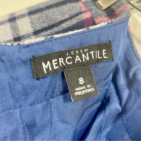 J. Crew Mercantile Navy Blue Plaid Double Serge Ruffle Wool Mini Skirt Size 8 - Picture 7 of 9